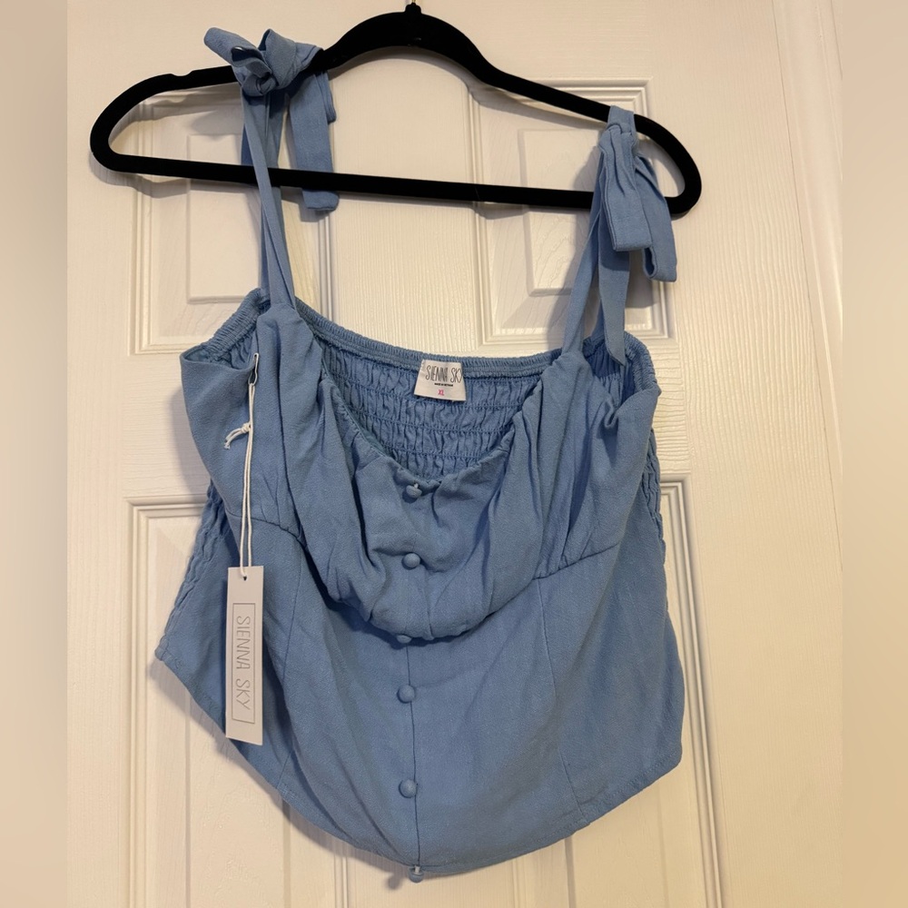 Sienna Sky Blue Button-Front Blouse